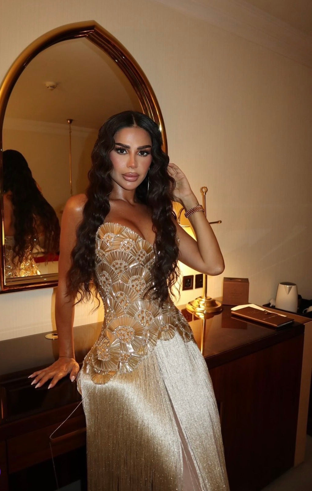 PAJTIM RACI BEADED GOLD DRESS | RRP: $2200