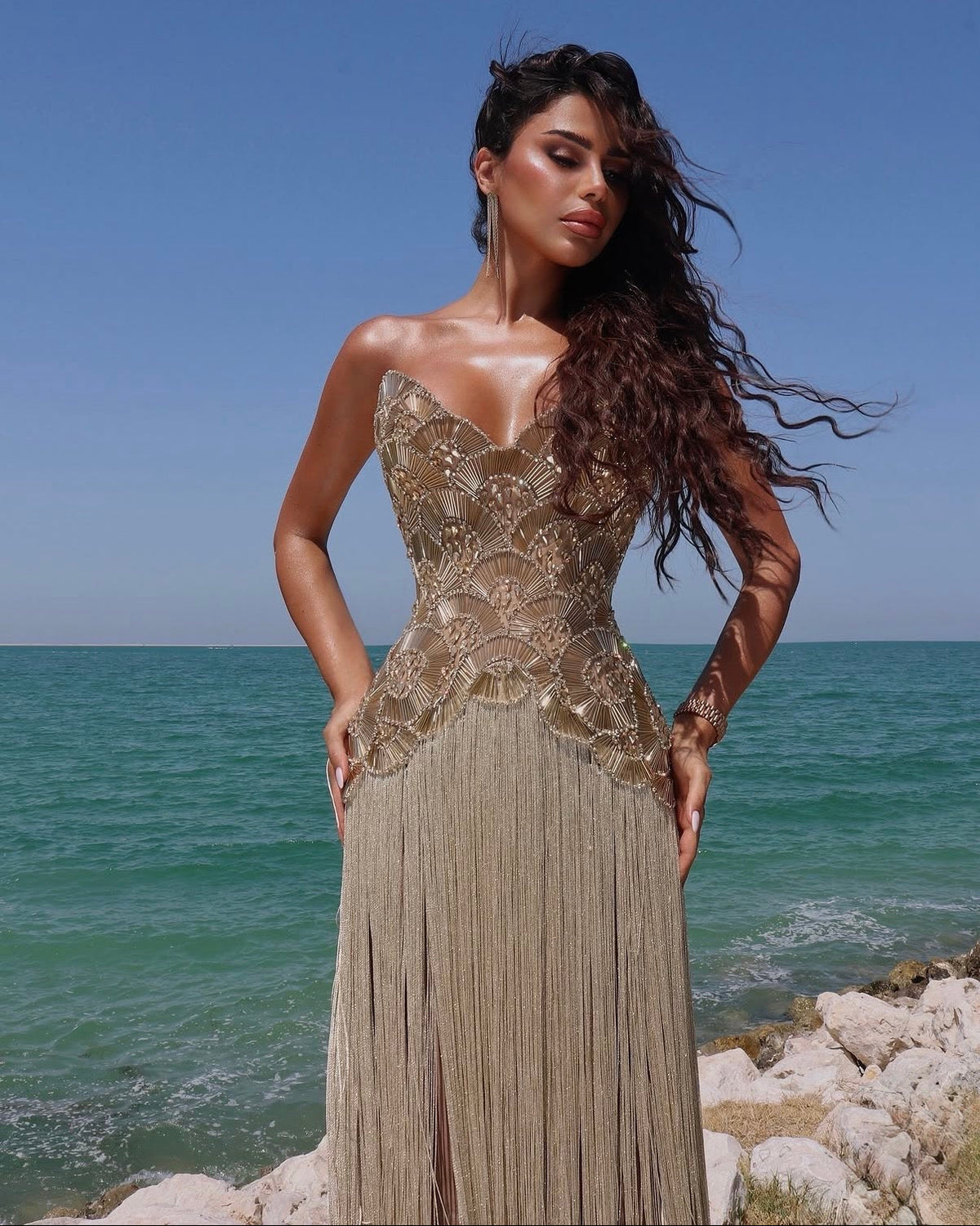 PAJTIM RACI BEADED GOLD DRESS | RRP: $2200