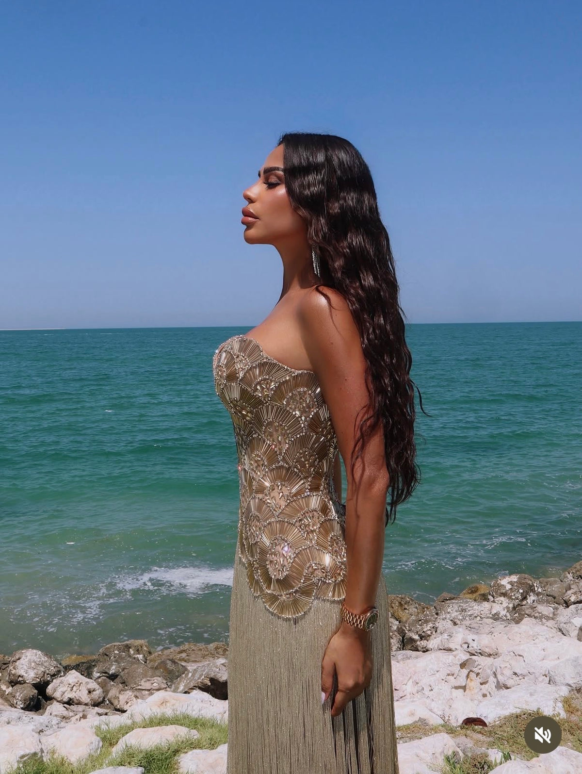 PAJTIM RACI BEADED GOLD DRESS | RRP: $2200